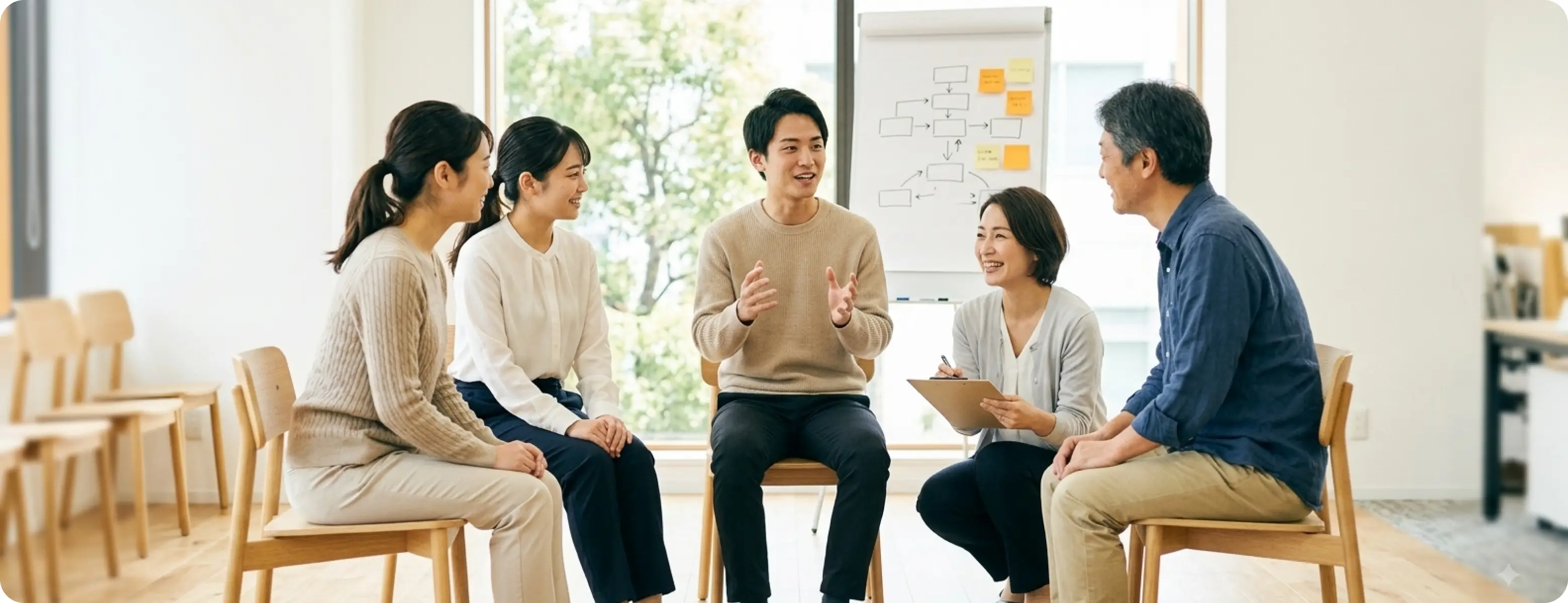 輪になって語り合うワークショップの参加者