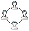輪になってつながる4人のイラスト