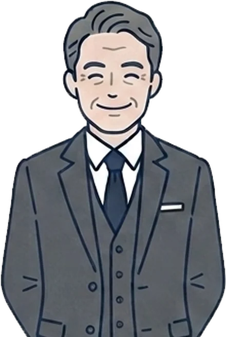 グラフを前に考える人物のイラスト